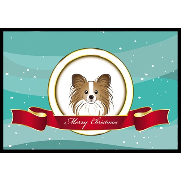 Carolines Treasures Papillon Merry Christmas Indoor and Outdoor Mat- 24 x 36 in. BB1558JMAT - main